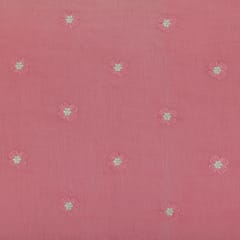 Blush Pink Chanderi Floral Embroidery Fabric