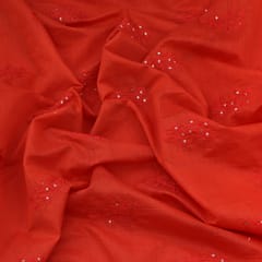 Indian Red Chanderi Big Paan Sequins Embroidery Fabric