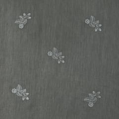 Iron Grey Chanderi Threadwork Embroidery Fabric