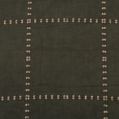 Dark Olive Green Chanderi Silk Sequins Embroidery Fabric