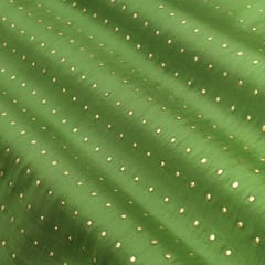 Crocodile Green Chanderi Golden Embroidery Fabric