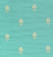 Baby Blue CottonFloral Threadwork Embroidery Fabric