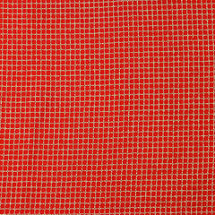 Carmine Red Chanderi Silver Threadwork Box Pattern Embroidery Fabric