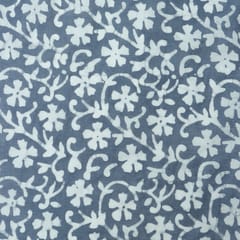Stone Blue Cotton Floral Batik Print Fabric