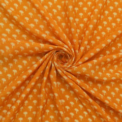 Bright Yellow Muslin Floral Pattern Print Fabric