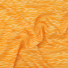 Cannary Yellow Muslin Flowy Stripe Pattern Print Fabric