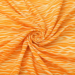 Cannary Yellow Muslin Flowy Stripe Pattern Print Fabric