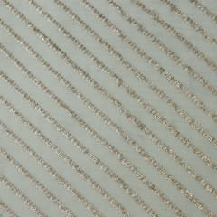 Stone Grey Chinon Golden Zari Stripe Embroidery Fabric
