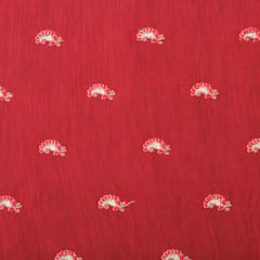 Indian Red Chanderi Big Paan Embroidery Fabric