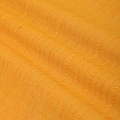 Gold Yellow Cotton Chanderi Thread Embroidery Fabric