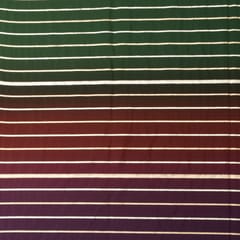 Electric Purple , Indian Red & Green Organza Stripe Gota Work Fabric