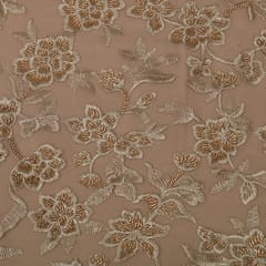 Champagne Cream Heavy Floral Net Embroidery