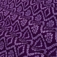 Violet Purple and White Bandhani Print Art Crepe Fabric