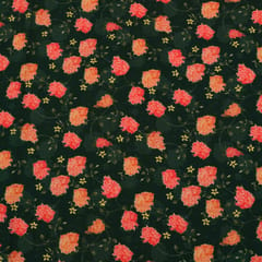 Charcoal Black and Pink Floral Bubbles Georgette Fabric