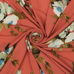 Rouge Pink and White Floral Crepe Fabric