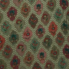 Mint Green Shimmer Chinon Embroidery Fabric