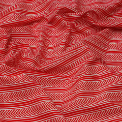 Crimson Red and White Stripe Print Cotton Fabric