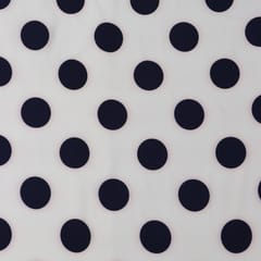 Pearl White and Polka dot Printed Crepe Fabric
