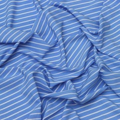 Sky Blue and White Stripe Crepe Fabric