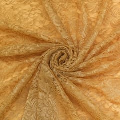Oat Brown Floral Chantilly Net Fabric