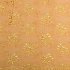 Gold Yellow Floral Chantilly Net Fabric