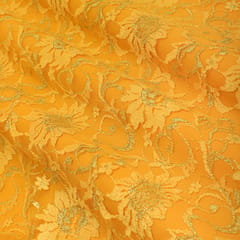 Daffodil Yellow Floral Chantilly Net Fabric