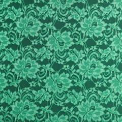 Sea Green Floral Chantilly Net Fabric