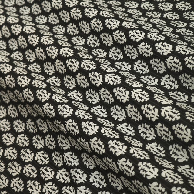 Shadow Black Motif Print Cotton Fabric
