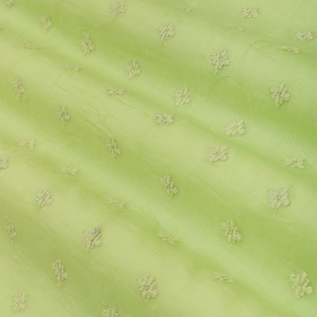 Mint Green Booti Embroidery Cotton Chanderi Fabric