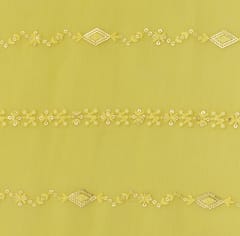 Lemon Yellow Floral Vine Embroidery Chanderi Fabric