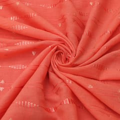 Blush Red Motif Embroidery Chanderi Fabric