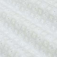 White Nokia Silk Thread With Sequin Embroidery Fabric