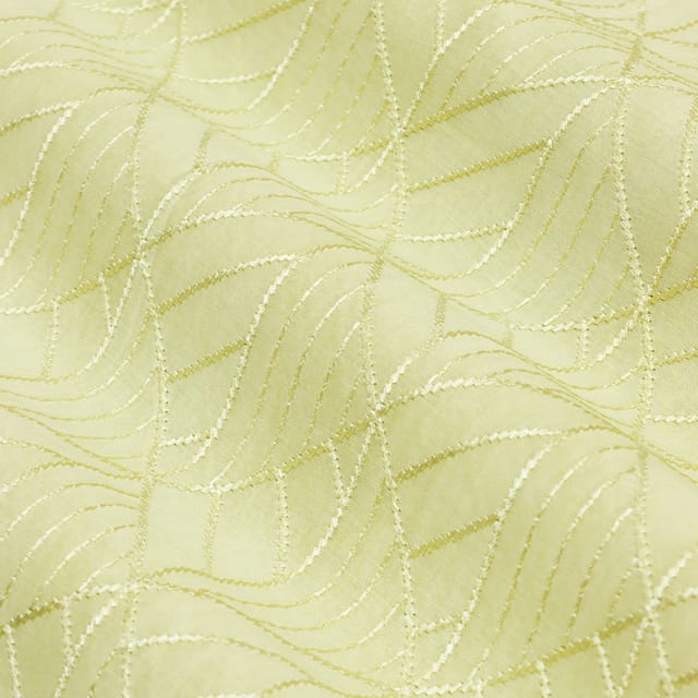 Lemon Yellow Silk Thread Embroidery Fabric