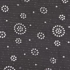 Iron Gray Georgette Floral Sequin Embroidery Fabric