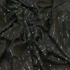 Olive Black Shaded Shimmer  Foil Work Lycra Fabric