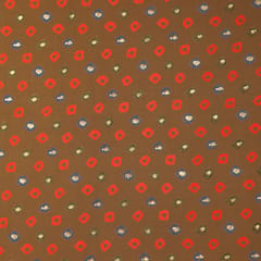 Chocolate Brown Rayon Foil Print Fabric