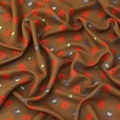 Chocolate Brown Rayon Foil Print Fabric