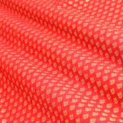 Bubblegum Pink Brocade Gold Zari Booti Embrodiery Fabric