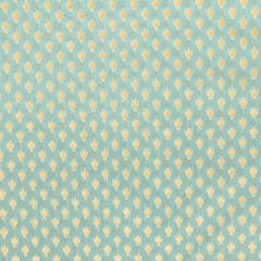 Baby Blue Brocade Gold Zari Booti Embrodiery Fabric