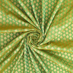 Mint Green Brocade Gold Zari Booti Embrodiery Fabric