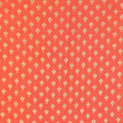 Watermelon Pink Brocade Gold Zari Booti Embroidery Fabric
