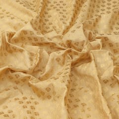 Latte Brown Brocade Dim Gold Zari Booti Embroidery Fabric