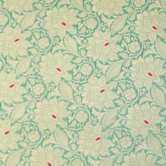 Sea Green Brocade Silver Zari Motif Work Embroidery Fabric