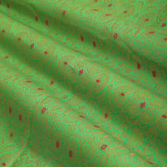 Mint Green Brocade Dim Golden Zari Motif Work Embroidery Fabric