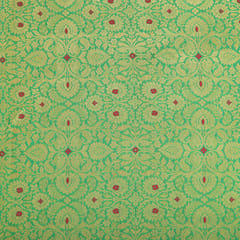 Mint Green Brocade Dim Golden Zari Motif Work Embroidery Fabric