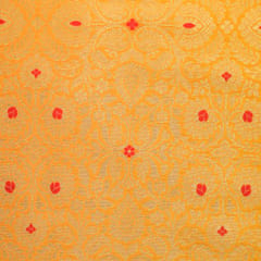 Butter Yellow Brocade Golden Zari Motif Work Embroidery Fabric