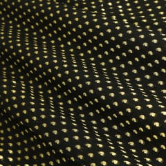 Midnight Black Organza Golden Zari Booti Embroidery Fabric