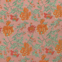 Blush Pink Floral Print Chanderi Handloom