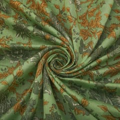 Mint Green Floral Print Chanderi Handloom