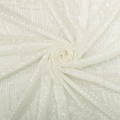 Pearl White Sequins Embroidery Georgette